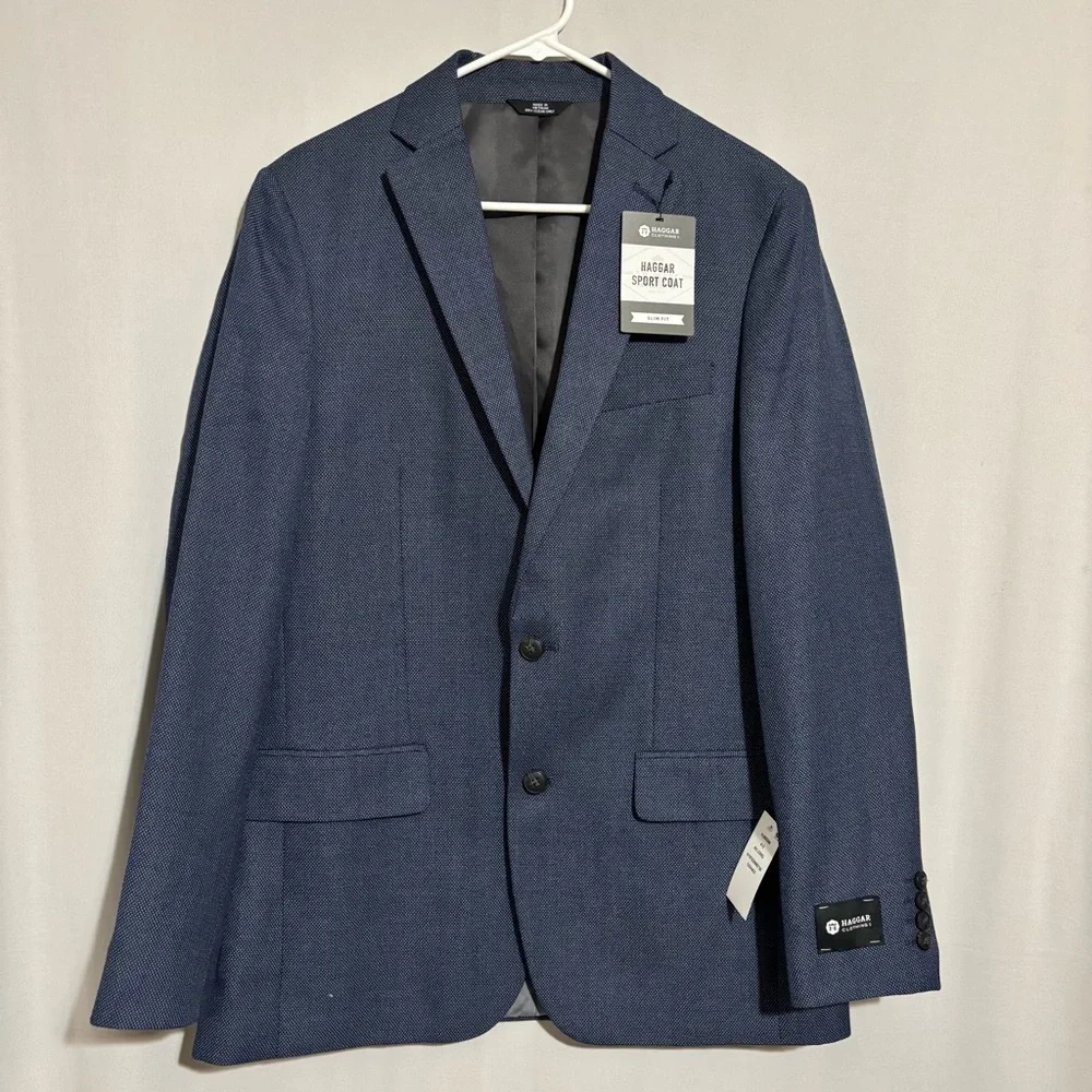 HAGGAR Sport Coat Slim Fit Blue Size 40 LONG